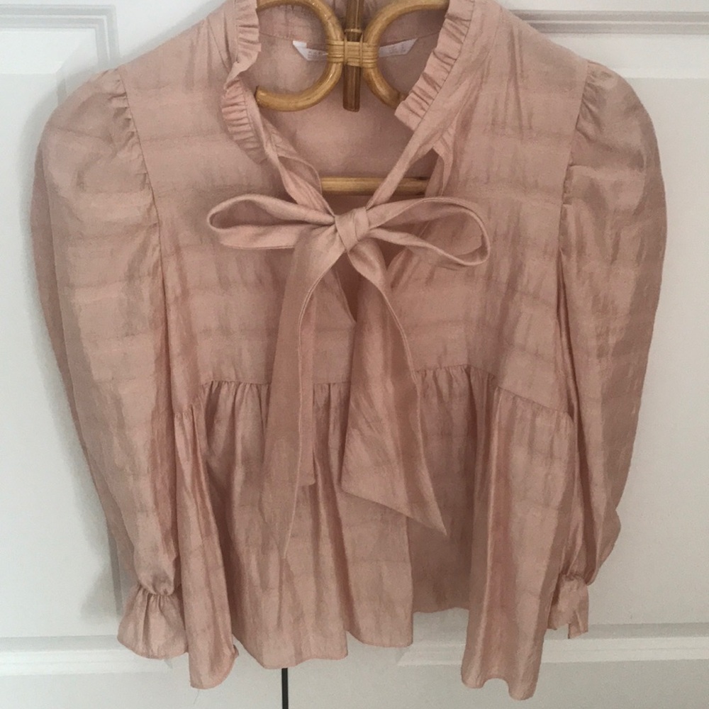 Zara Trafaluc collection blush flowy blouse
